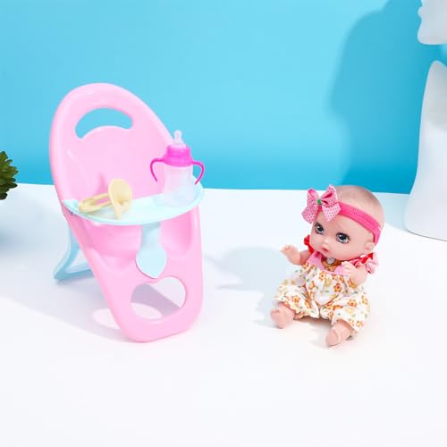 ONEST 4-Piece Mini Doll Set with Removable Clothes and Dining Chair Accessory