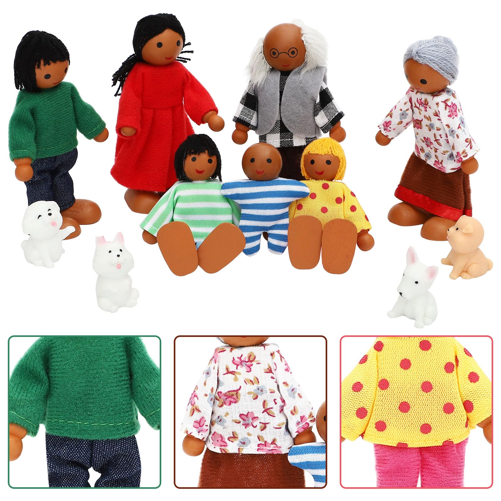 ONEST Wooden Dollhouse Family Set – 11 Pieces with Movable Limbs