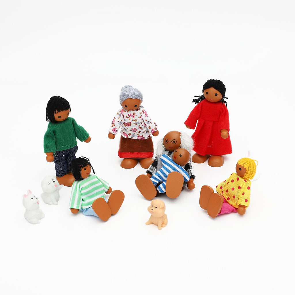 ONEST Wooden Dollhouse Family Set – 11 Pieces with Movable Limbs