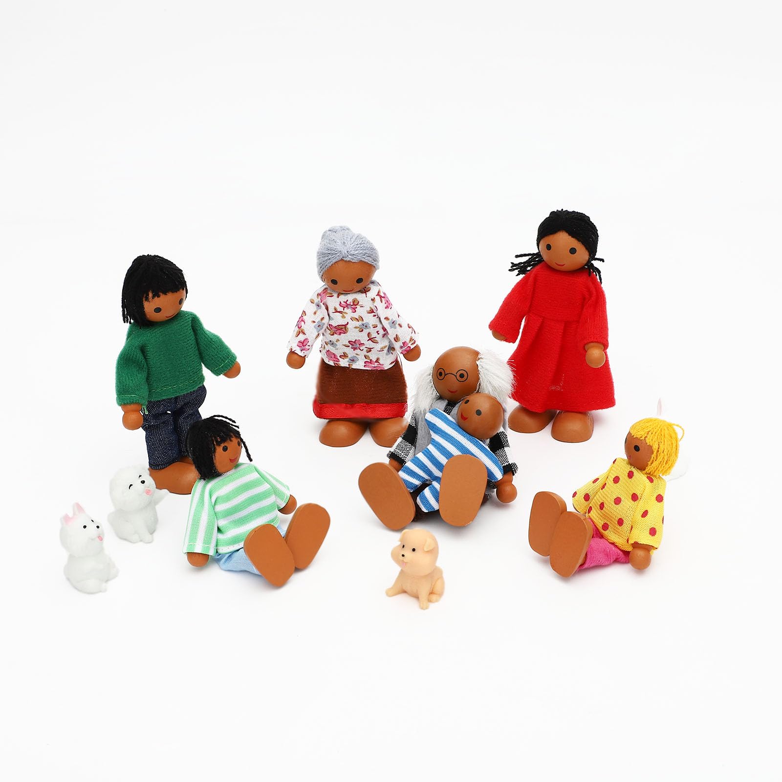 ONEST Wooden Dollhouse Family Set – 11 Pieces with Movable Limbs