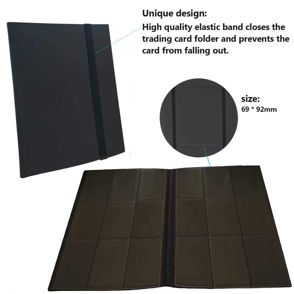 ONFUTAT 360-Pocket Trading Card Binder – Side-Loading Sleeves with Padded Protection, Black