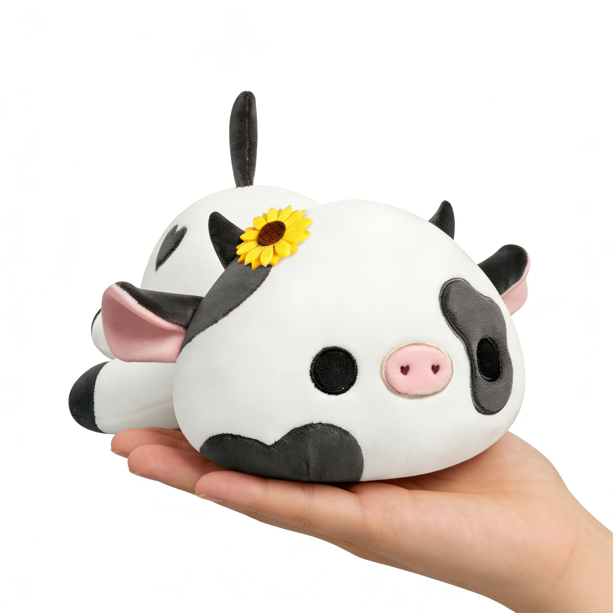 Onsoyours 9 Inch Cow Plush with Sunflower Headwear - Soft Stuffed Animal Toy for Kids