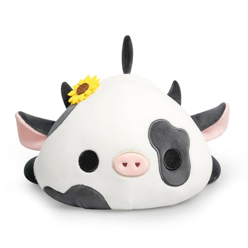 Onsoyours 9 Inch Cow Plush with Sunflower Headwear - Soft Stuffed Animal Toy for Kids