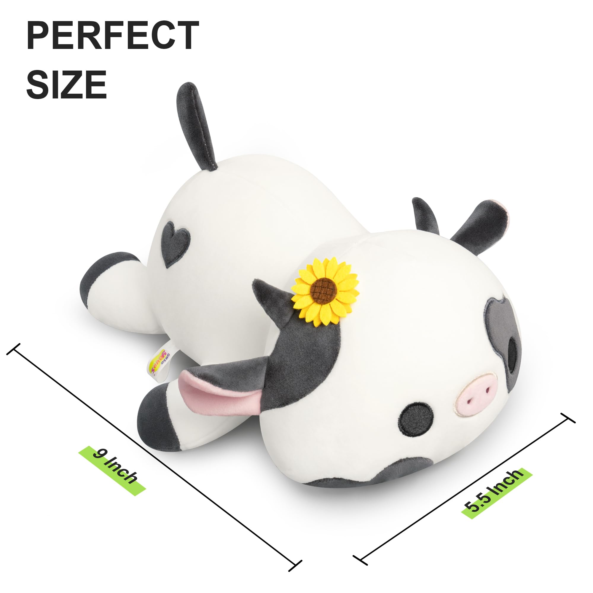 Onsoyours 9 Inch Cow Plush with Sunflower Headwear - Soft Stuffed Animal Toy for Kids
