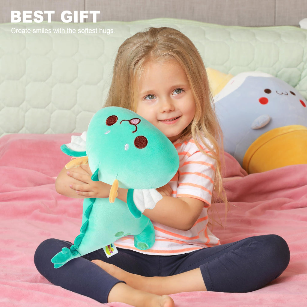 Onsoyours Chubby Dragon Stuffed Animal – 10-Inch Cyan Plushie, Soft & Huggable