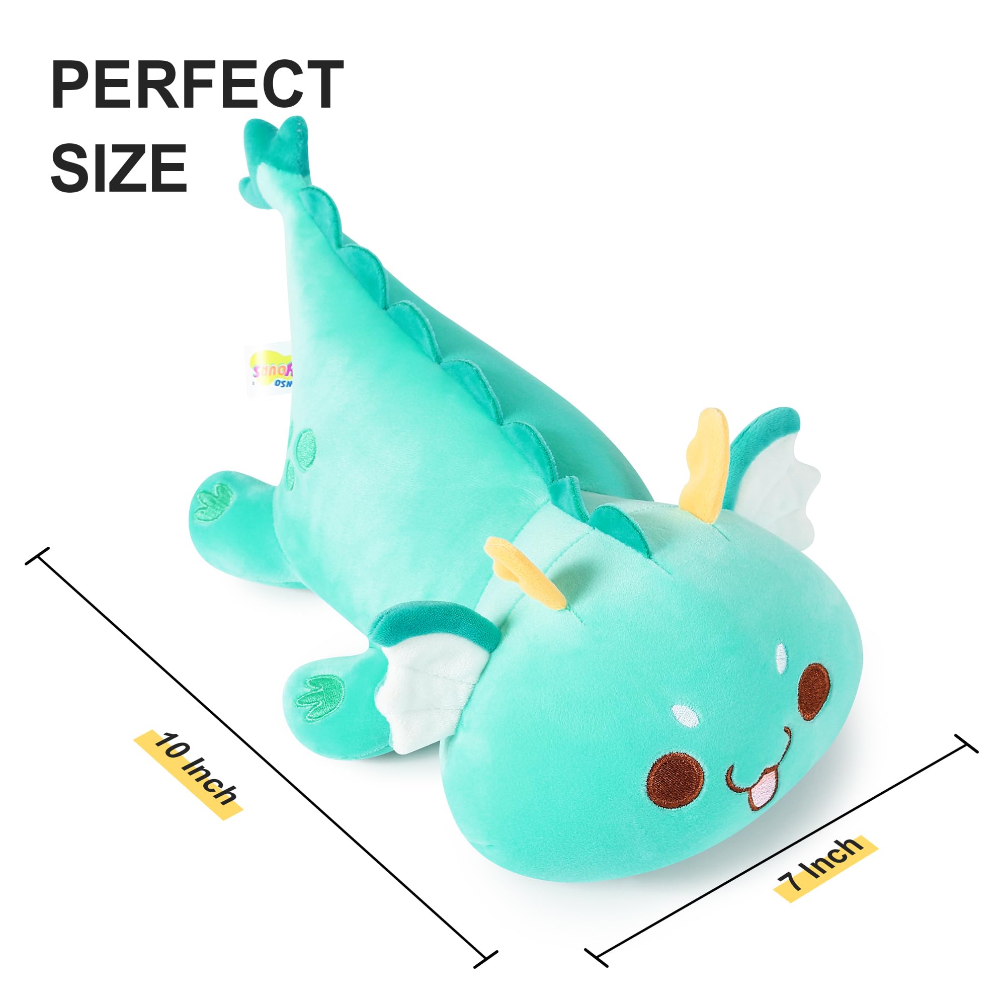 Onsoyours Chubby Dragon Stuffed Animal – 10-Inch Cyan Plushie, Soft & Huggable