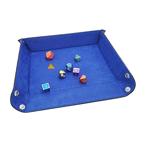 Onwon 2-Pack Folding Dice Trays – Double-Sided Blue & Purple PU Leather/Velvet, Quiet Rolling, Table Protector