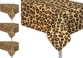 Oojami 4-Pack Leopard Print Plastic Table Covers – 54x108 Inch Rectangle Animal Safari Party Tablecloths