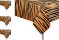 Oojami Tiger Safari Animal Print Tablecloth 4-Pack – Disposable Plastic, 54 x 108 Inches
