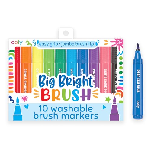Ooly 10-Pack Washable Toddler Markers with Jumbo Grip - Brush Tip