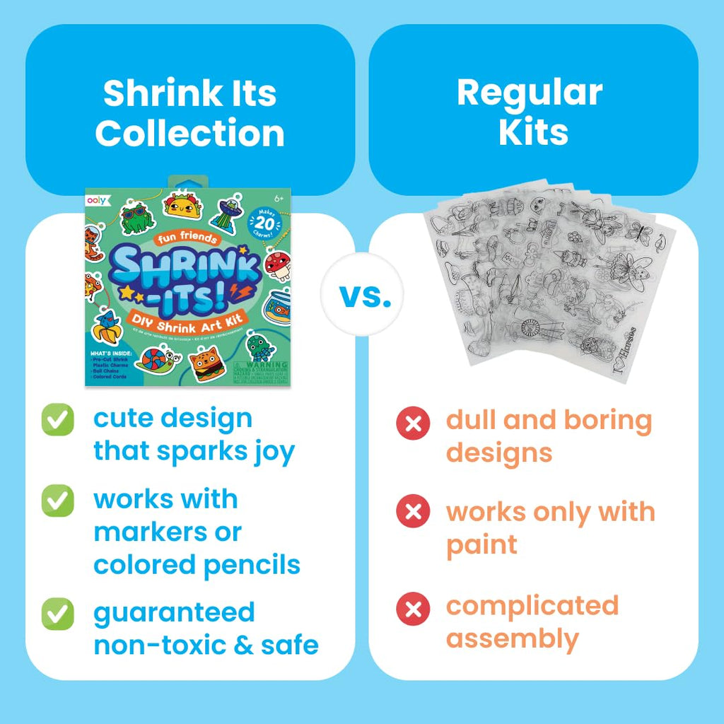 Ooly 24-Piece DIY Shrinking Art Kit - Pre-Cut Shrink Plastic Charms for Bracelets, Keychains, and More - BFF Bracelet Kit