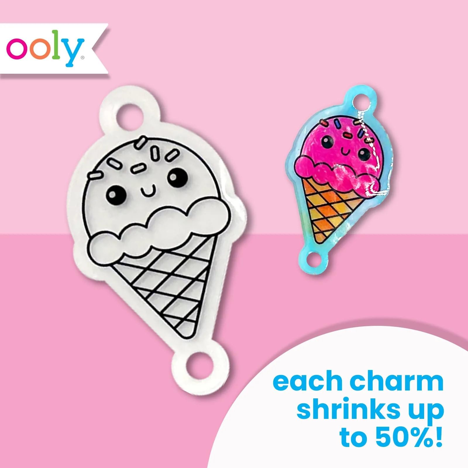 Ooly 24-Piece DIY Shrinking Art Kit - Pre-Cut Shrink Plastic Charms for Bracelets, Keychains, and More - BFF Bracelet Kit