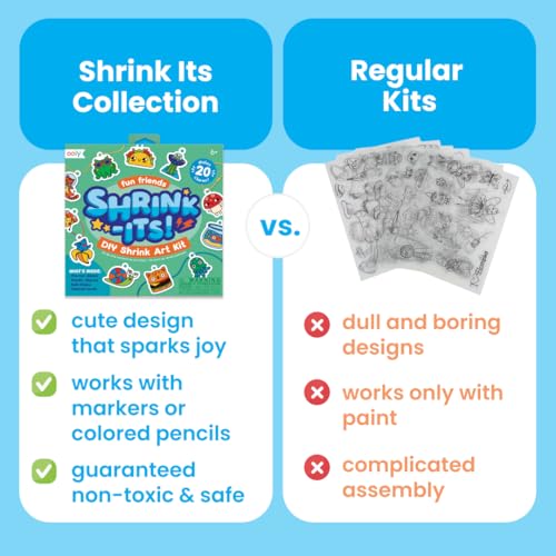 Ooly 28-Piece DIY Shrinking Art Kit - Pre-Cut Shrink Plastic Charms for Kids, Fun Friends Theme