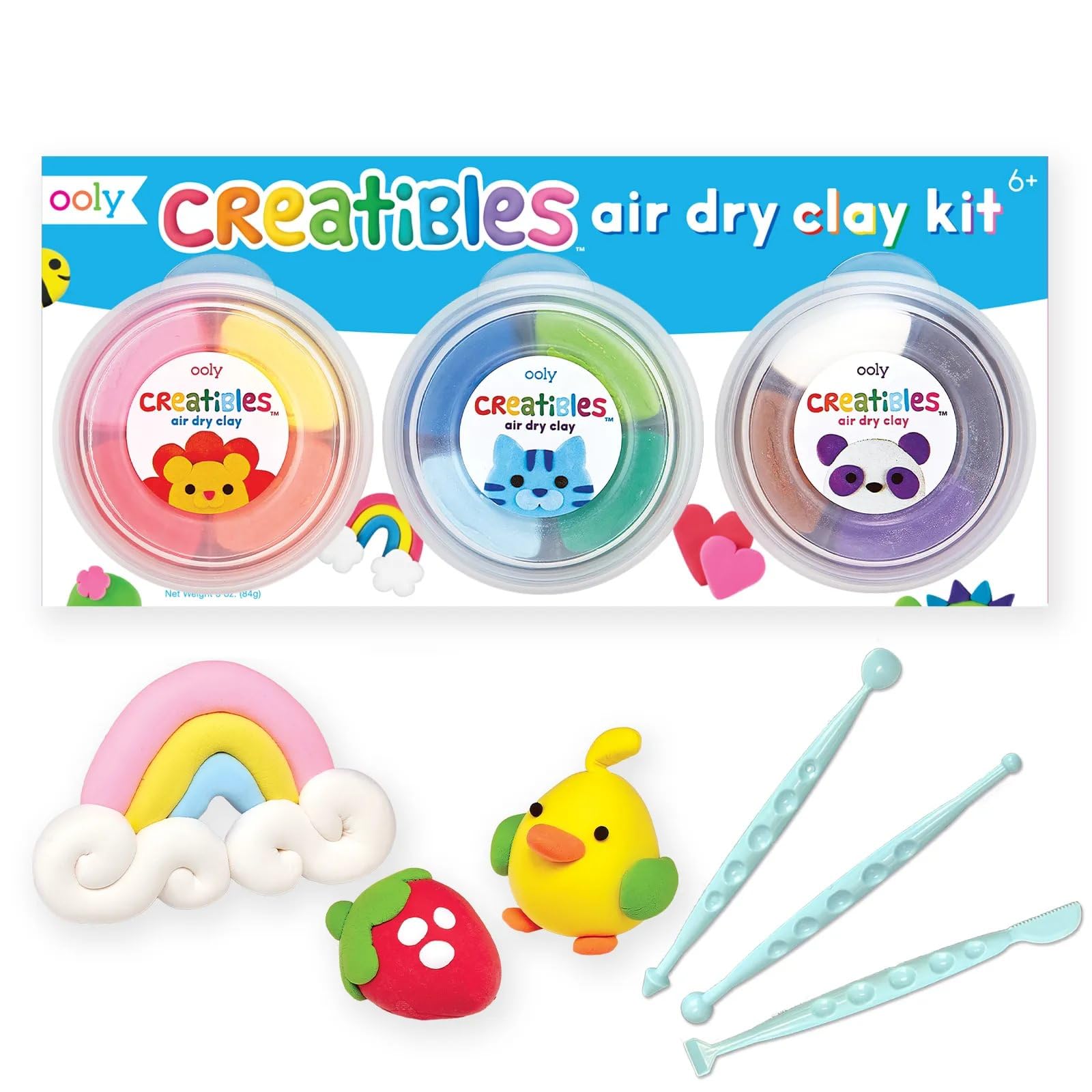 Ooly Creatibles Air Dry Clay Kit - 12 Colors with 3 Shaping Tools for Kids