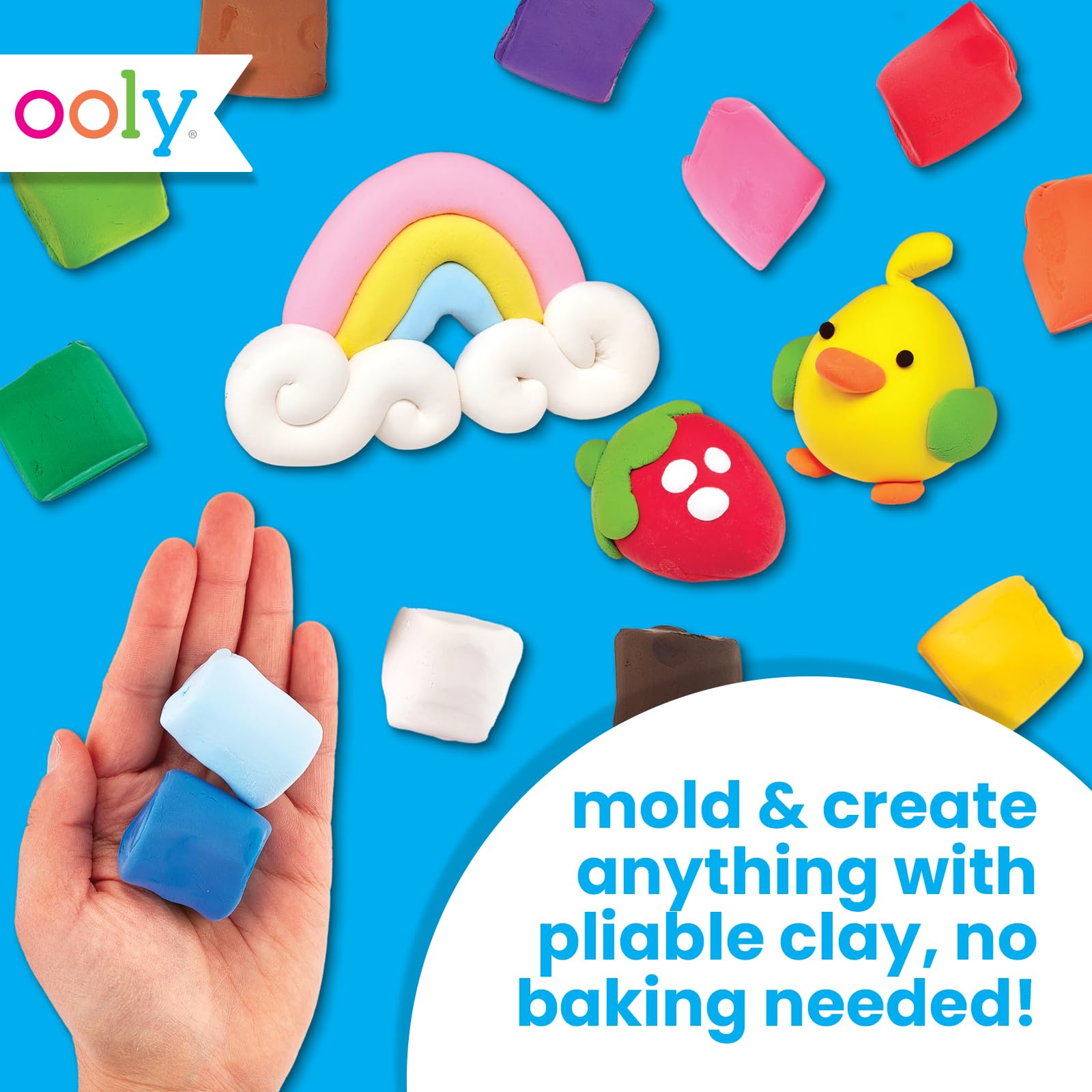 Ooly Creatibles Air Dry Clay Kit - 12 Colors with 3 Shaping Tools for Kids