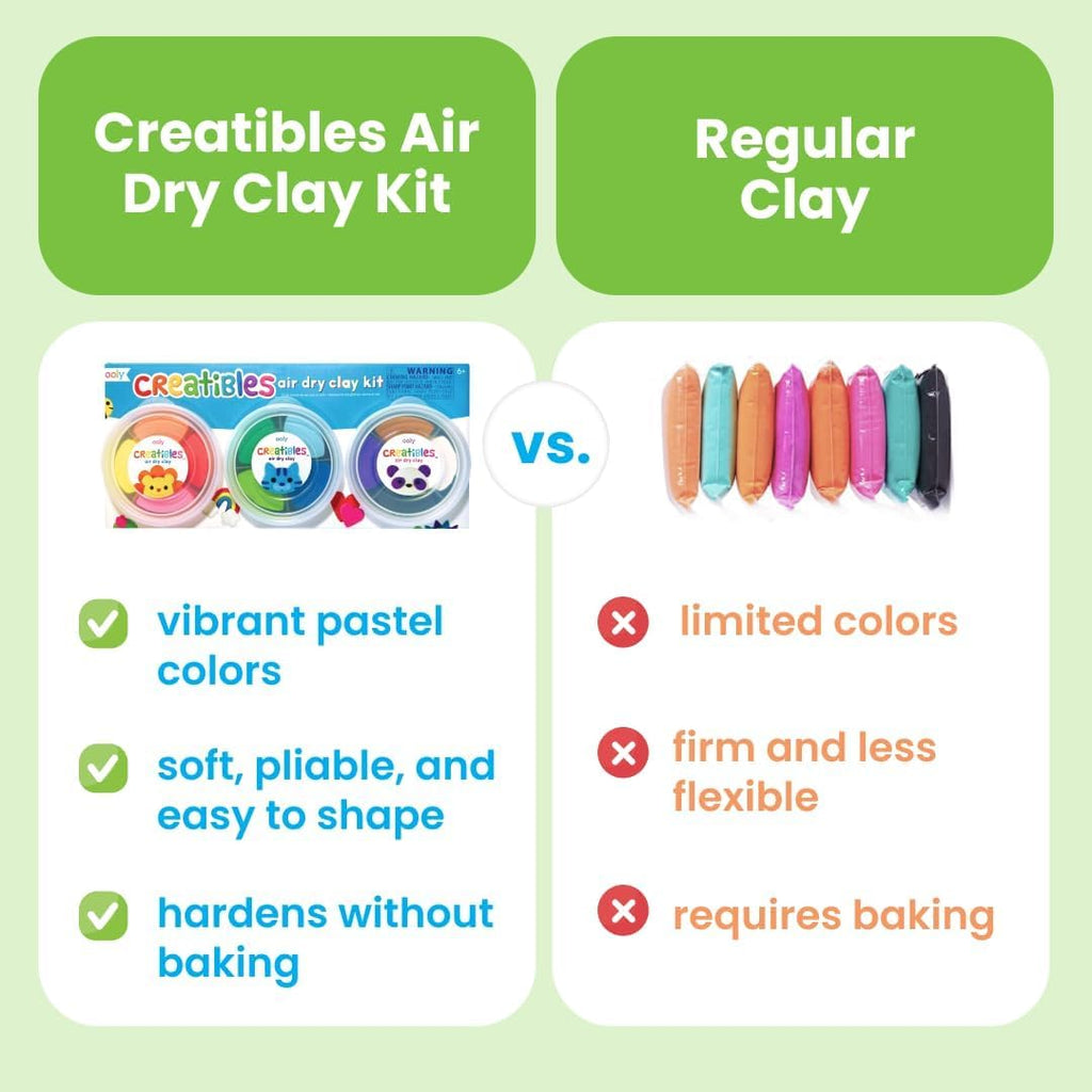 Ooly Creatibles Air Dry Clay Kit - 12 Colors with 3 Shaping Tools for Kids