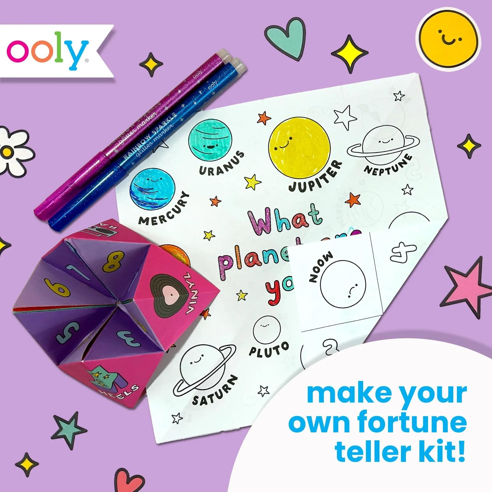 Ooly DIY Paper Fortune Teller Kit – 24 Designs, Stickers, Ages 6+