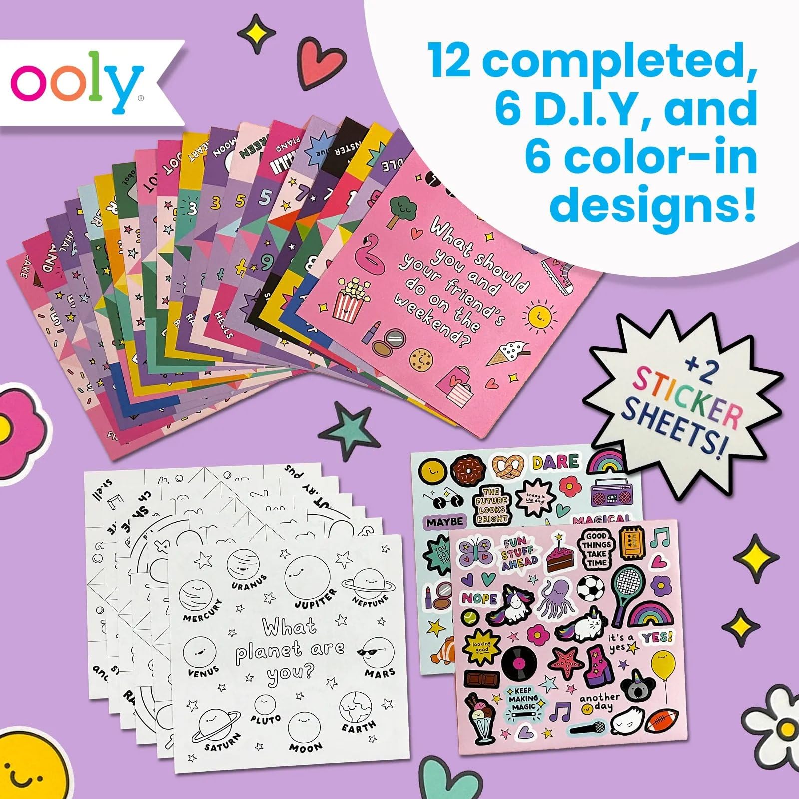 Ooly DIY Paper Fortune Teller Kit – 24 Designs, Stickers, Ages 6+