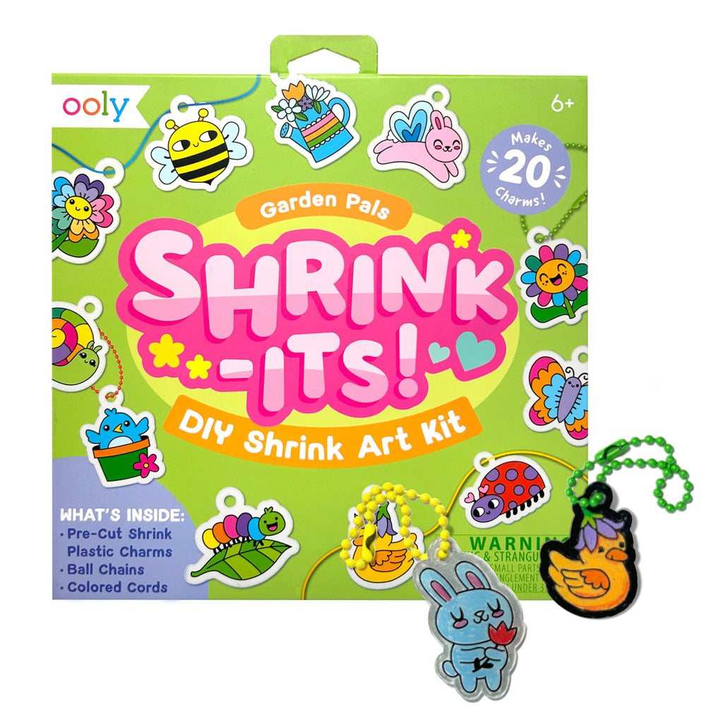 Ooly Garden Pals DIY Shrinking Art Kit – 28 Pre-Cut Charm Pieces for Kids