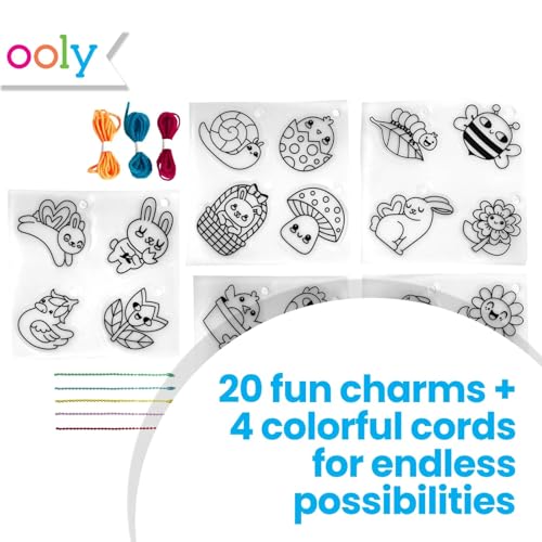Ooly Garden Pals DIY Shrinking Art Kit – 28 Pre-Cut Charm Pieces for Kids