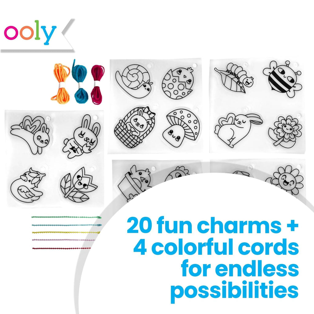 Ooly Garden Pals DIY Shrinking Art Kit – 28 Pre-Cut Charm Pieces for Kids
