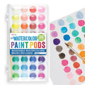 Ooly Lil' Watercolor Set – 36 Washable Paint Pods with Brush and Portable Case