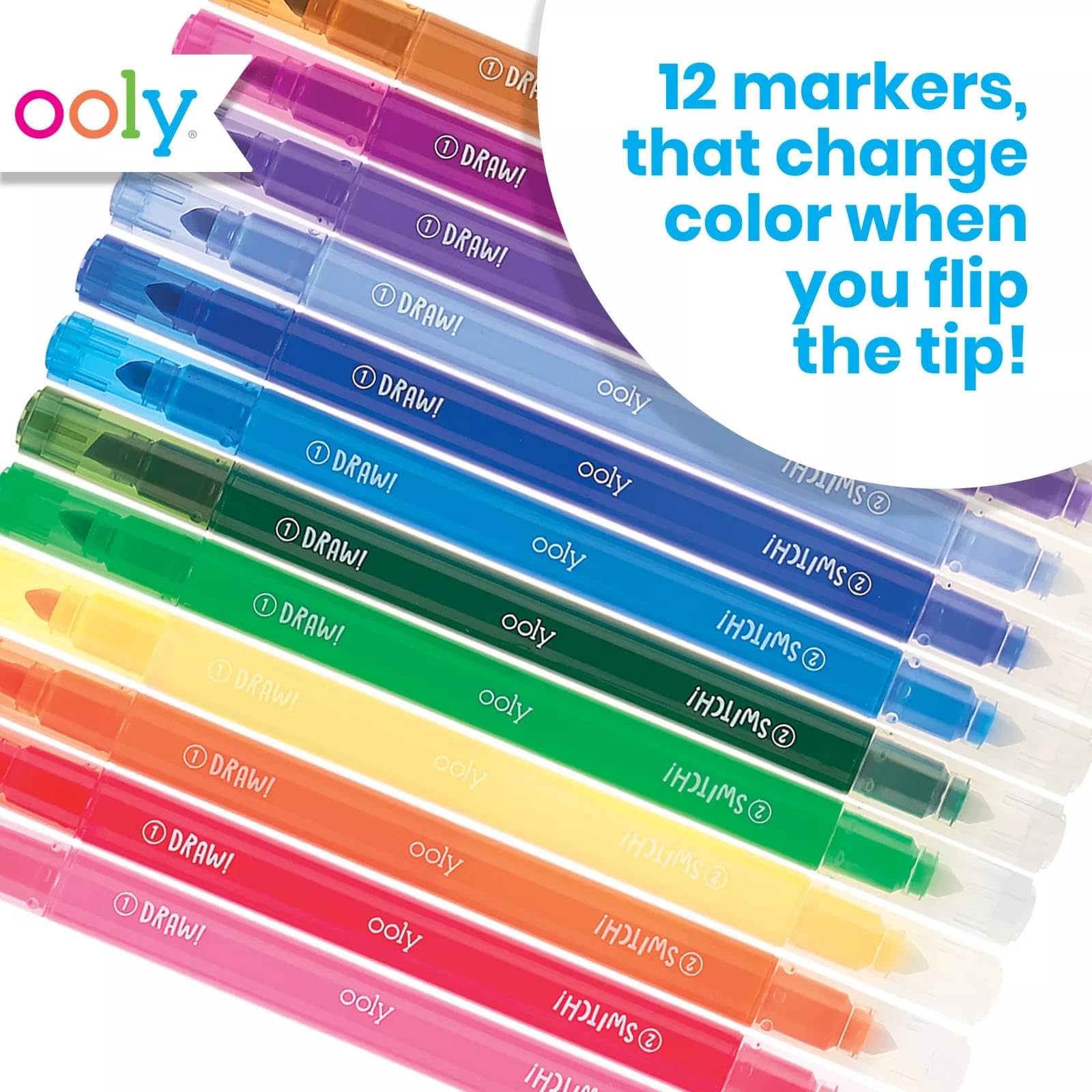 Ooly Switch-eroo Color Changing Markers: 12 Dual Tip Markers with Chisel Tips