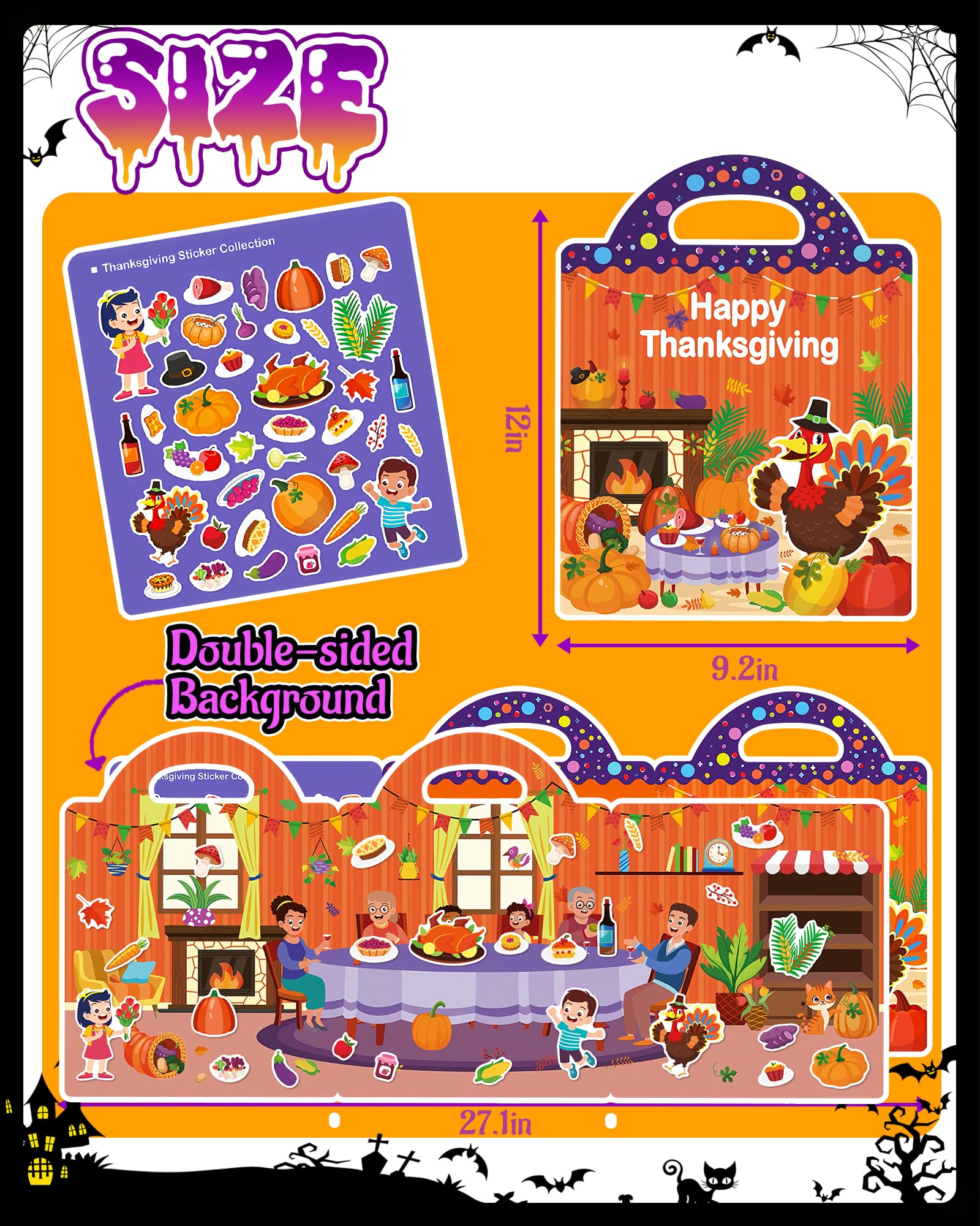 Oomloid Reusable Thanksgiving Sticker Book – Portable Travel Toy for Toddlers
