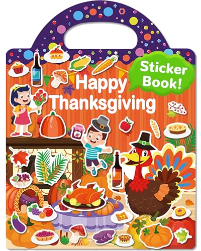 Oomloid Reusable Thanksgiving Sticker Book – Portable Travel Toy for Toddlers