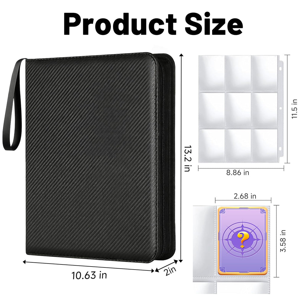 Opaalic 9 Pocket Trading Card Binder – Holds 1080 Cards, PU Leather, 60 Removable Sleeves for MTG, TCG, Sports Cards