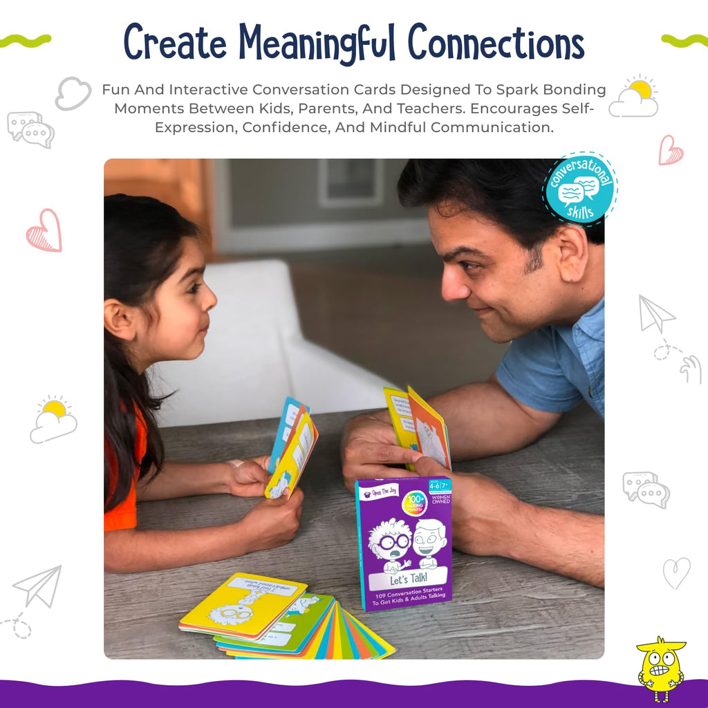 Open The Joy Let's Talk: 100+ Conversation Cards to Build Emotional Intelligence & Social Skills for Kids Ages 4+