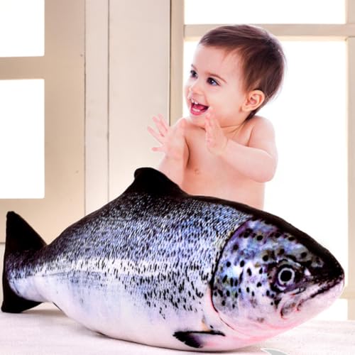 OPHRBU 24-Inch Simulation Fish Plush Pillow – Soft Stuffed Toy with Adjustable Filling