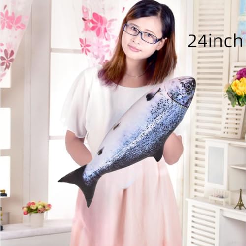 OPHRBU 24-Inch Simulation Fish Plush Pillow – Soft Stuffed Toy with Adjustable Filling