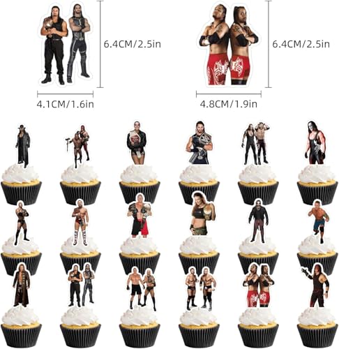 Optiacan 37-Piece Wrestling Cake Topper Set for Birthday Party Decor