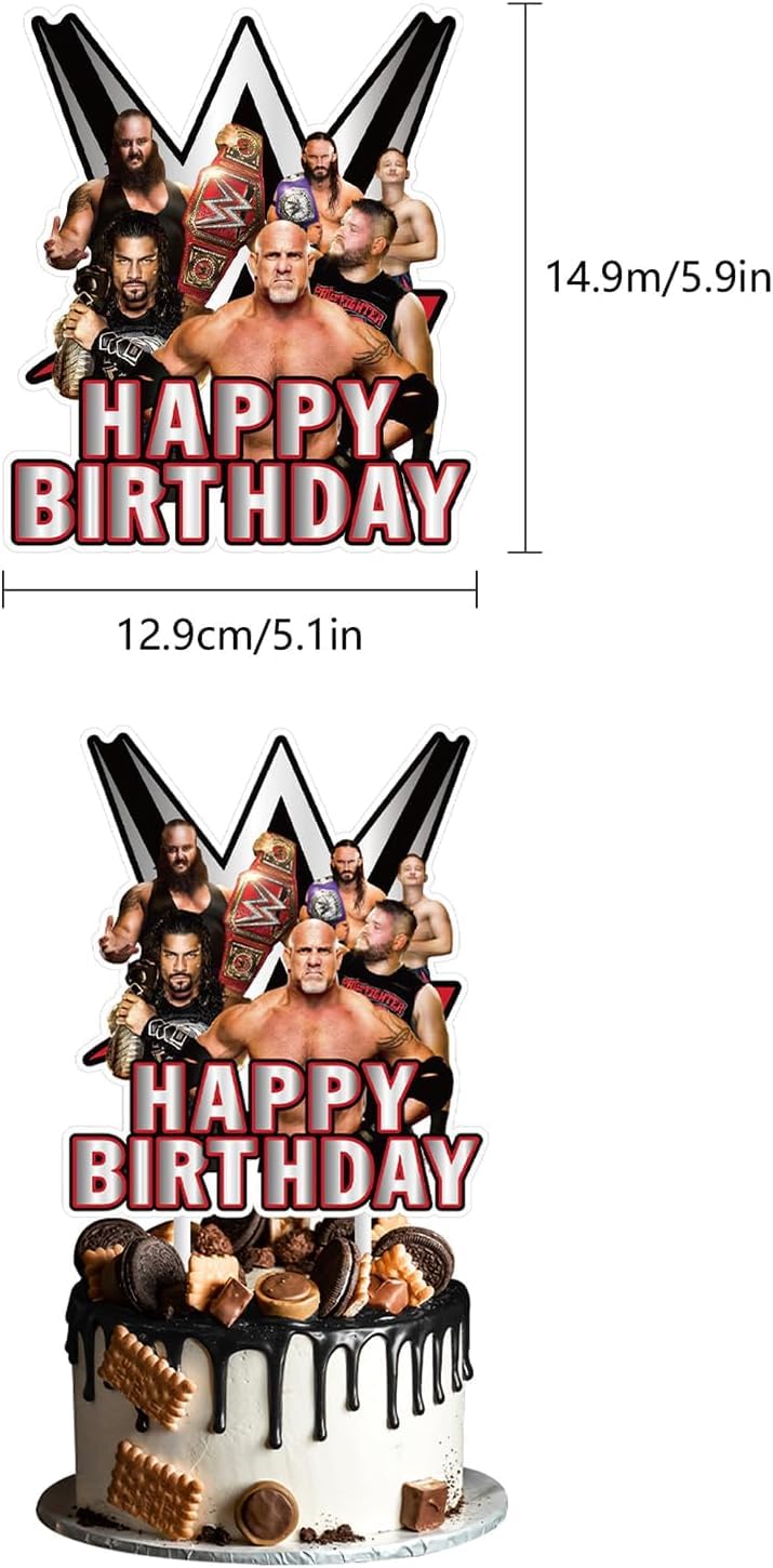 Optiacan 37-Piece Wrestling Cake Topper Set for Birthday Party Decor