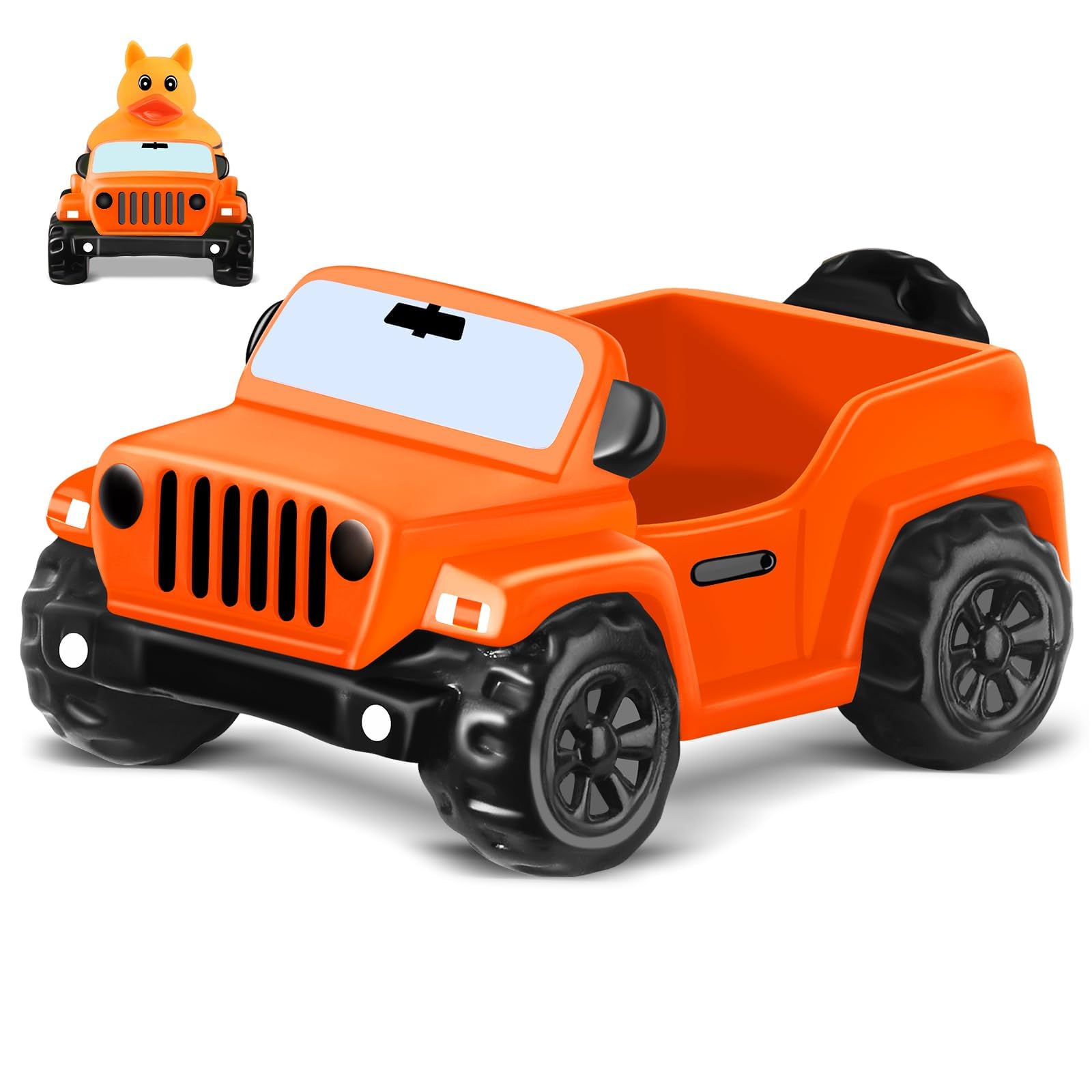 Orange Car Toy for Rubber Ducks - 3.5 Inch Jeep Dashboard Accessory for Ducking Trend