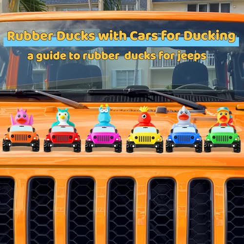Orange Car Toy for Rubber Ducks - 3.5 Inch Jeep Dashboard Accessory for Ducking Trend
