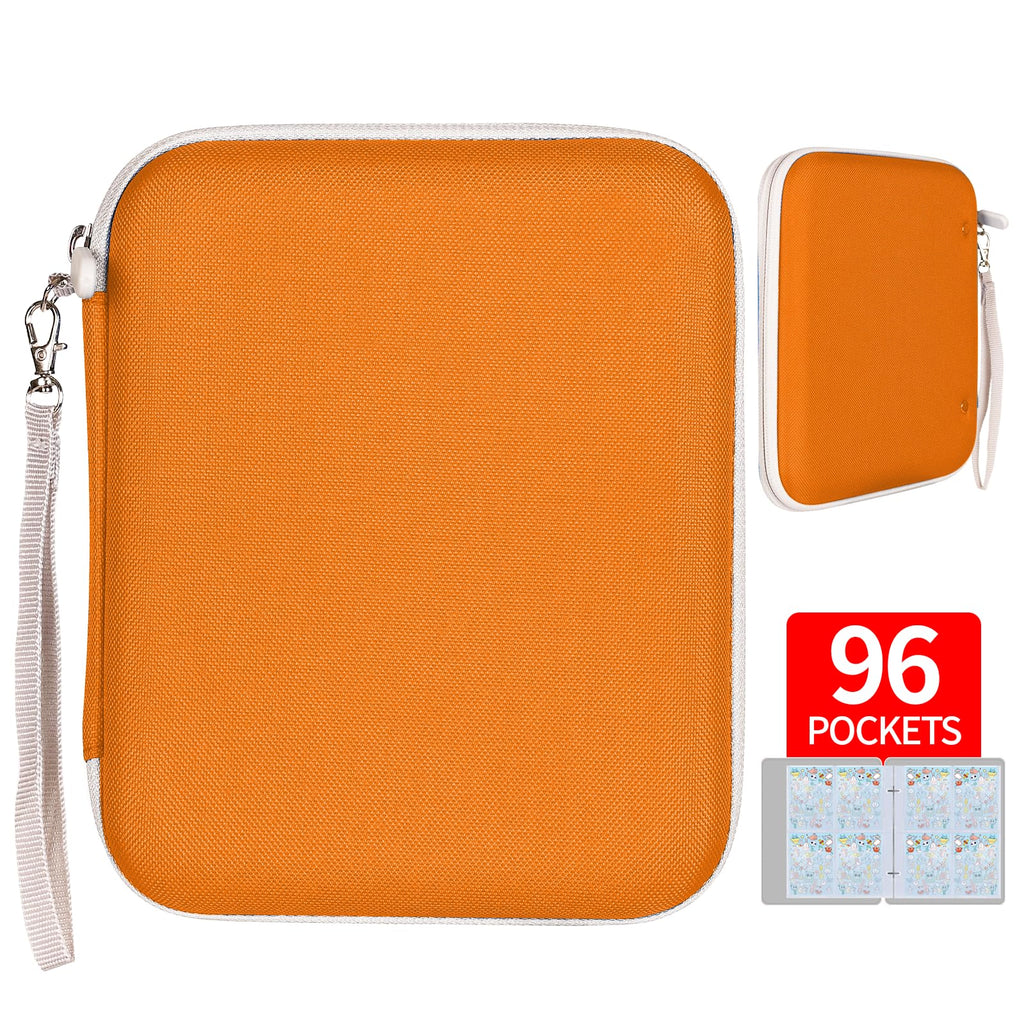 Orange Yoto Card Holder – 96 Pocket Portable Binder with 12 Removable Sleeves