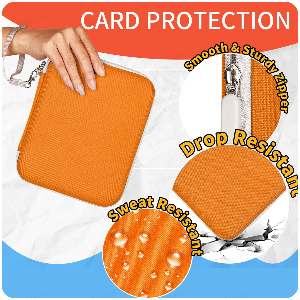 Orange Yoto Card Holder – 96 Pocket Portable Binder with 12 Removable Sleeves