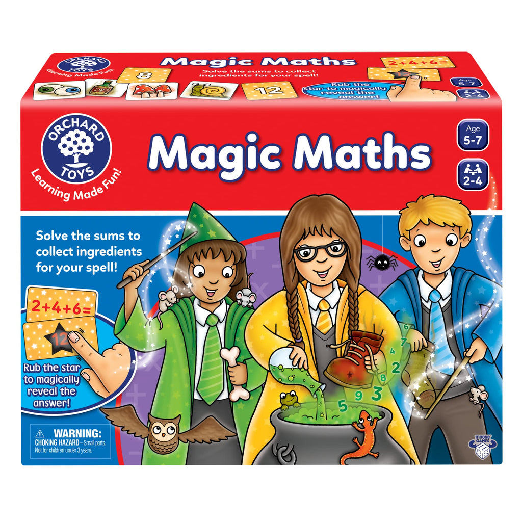 Orchard Toys Magic Maths Game – Wizard-Themed Math Practice for Ages 5-7, 2-4 Players