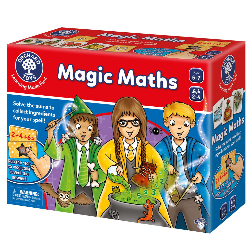 Orchard Toys Magic Maths Game – Wizard-Themed Math Practice for Ages 5-7, 2-4 Players