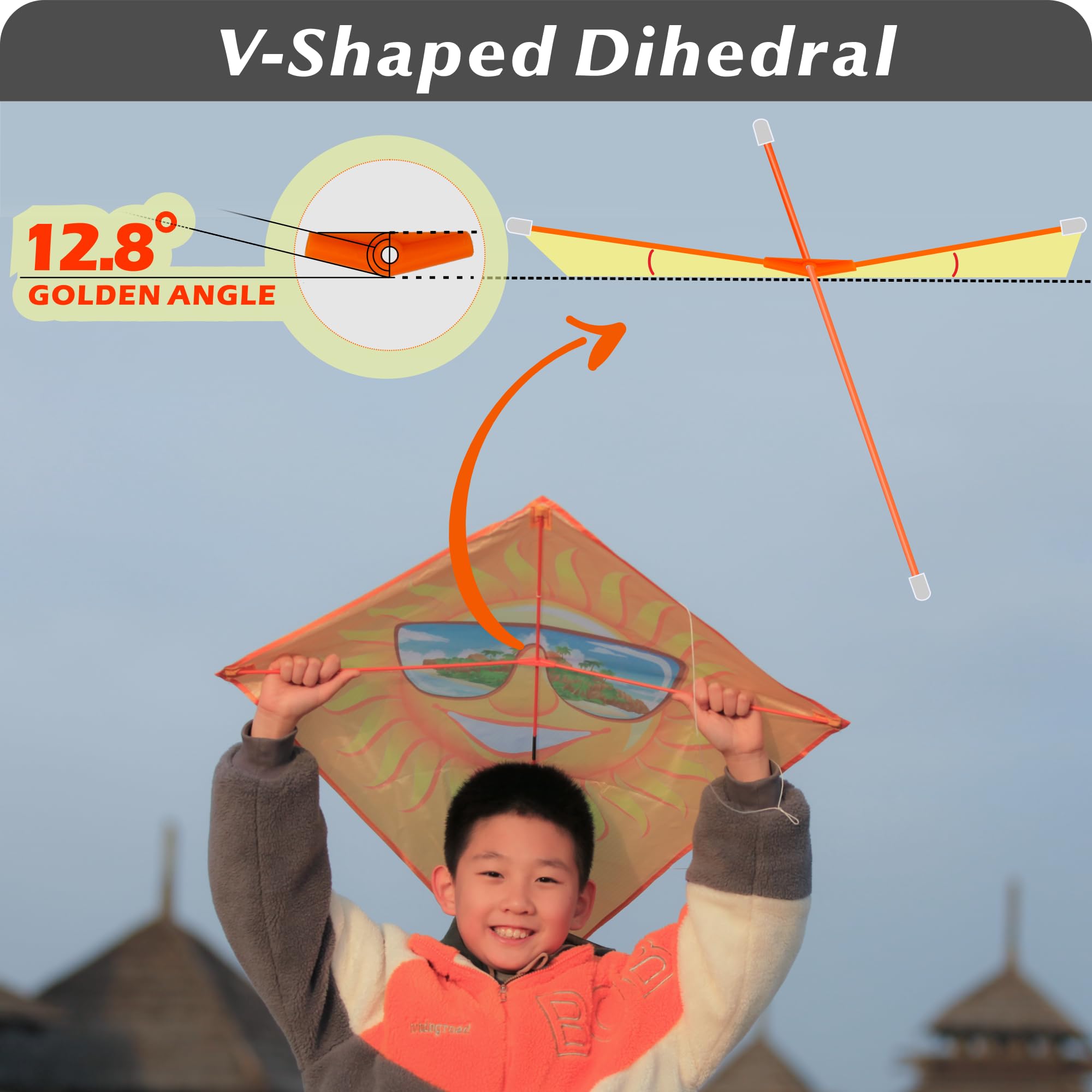 ORGCLDKT-33 Diamond Kite for Kids – Beginner-Friendly with Pre-Fitted Frames and Tandem Flying Kit