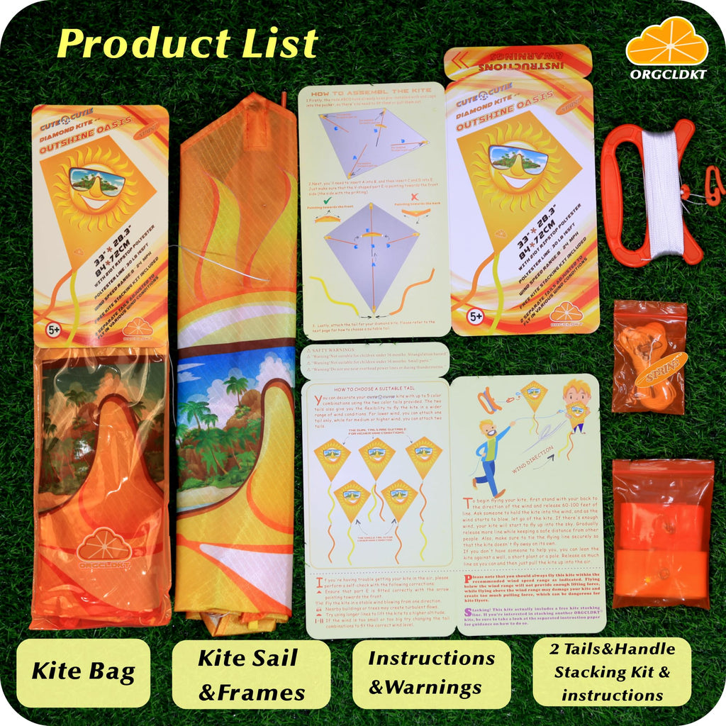 ORGCLDKT-33 Diamond Kite for Kids – Beginner-Friendly with Pre-Fitted Frames and Tandem Flying Kit