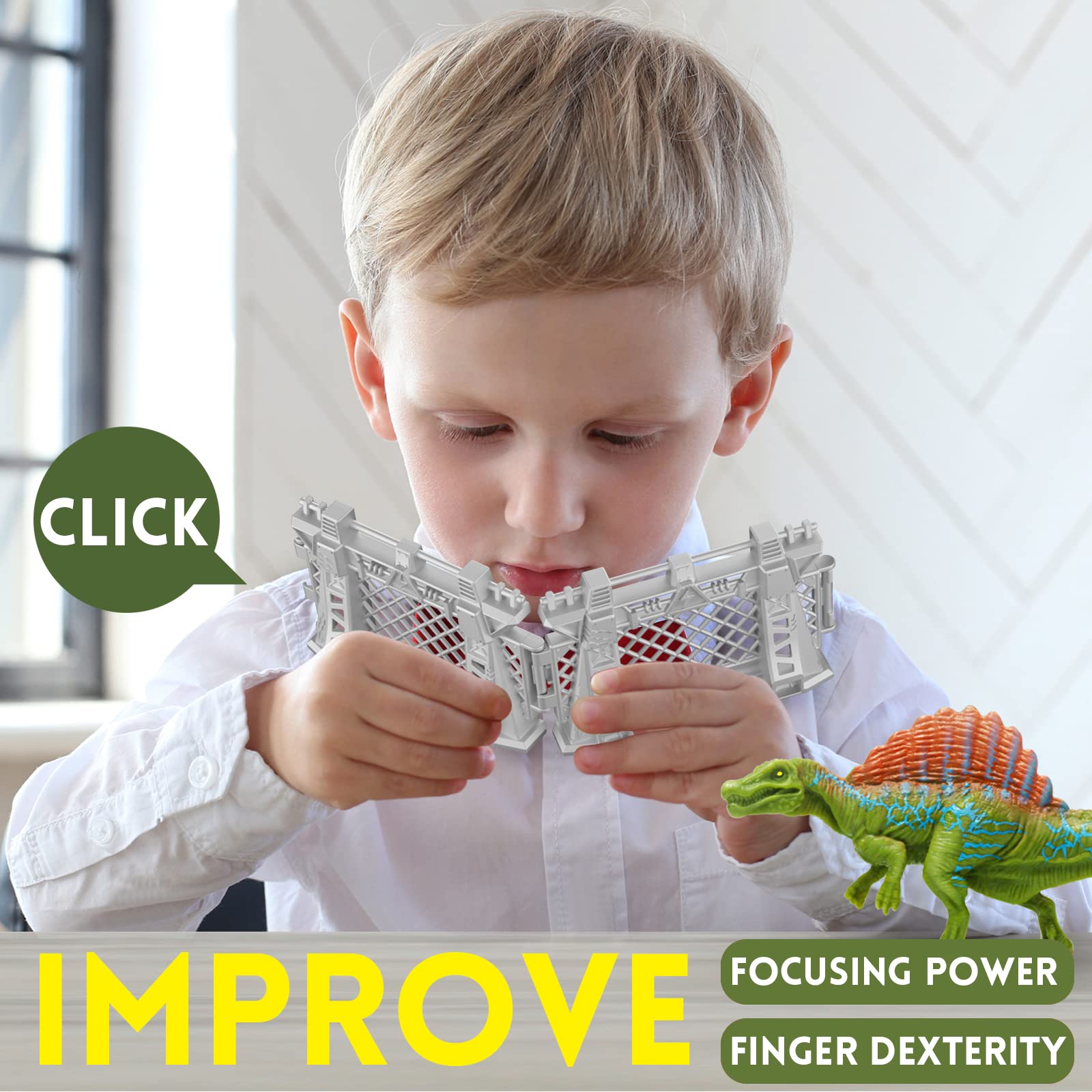 Oriate 12-Piece Dinosaur Cage Fence Playset – Expandable Toy Enclosure for Dino World Figures