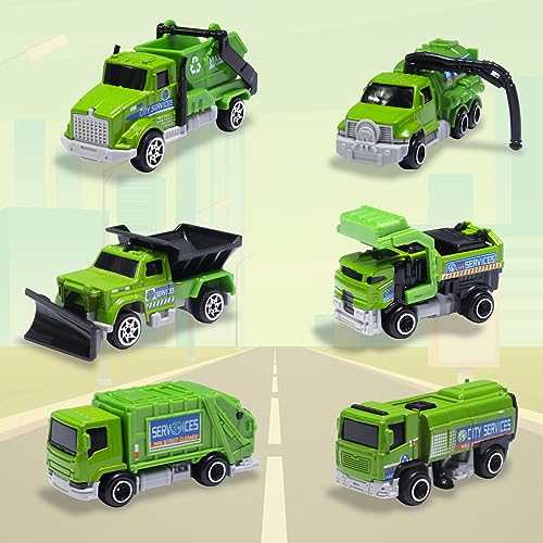Oriate 1:64 Die-Cast Sanitation Vehicle Set – Garbage Trucks, Sweepers & Suction Cleaners for Kids 3+