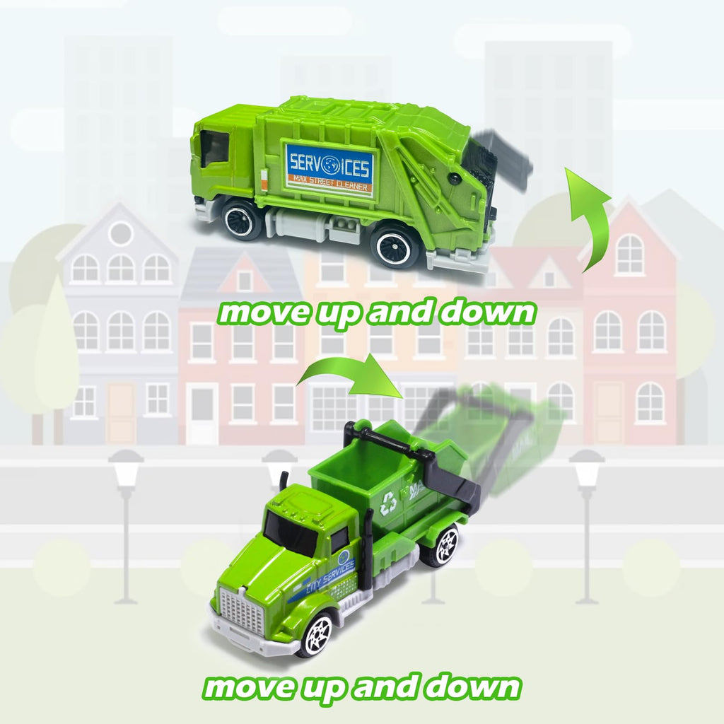Oriate 1:64 Die-Cast Sanitation Vehicle Set – Garbage Trucks, Sweepers & Suction Cleaners for Kids 3+