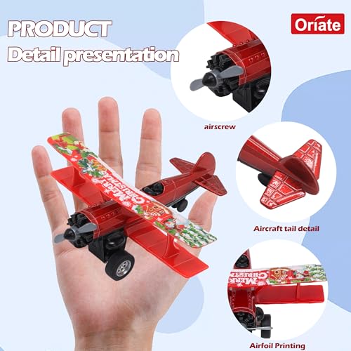 Oriate 3-Pack Die-Cast Pull Back Toy Airplane Set – Easter, Halloween, Christmas – 4.5 Inch Party Favors for Kids Age 3+
