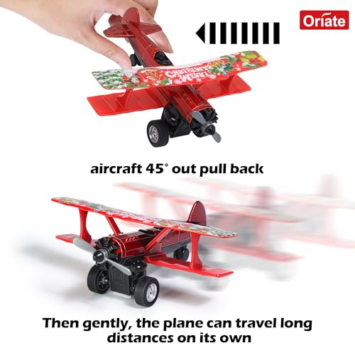 Oriate 3-Pack Die-Cast Pull Back Toy Airplane Set – Easter, Halloween, Christmas – 4.5 Inch Party Favors for Kids Age 3+