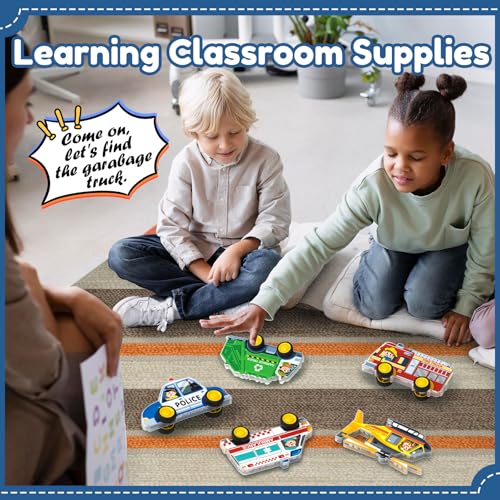 Oriate 5-in-1 Magnetic City Vehicle Set – Free Wheels Rescue Toy Cars for Magnetic Tiles