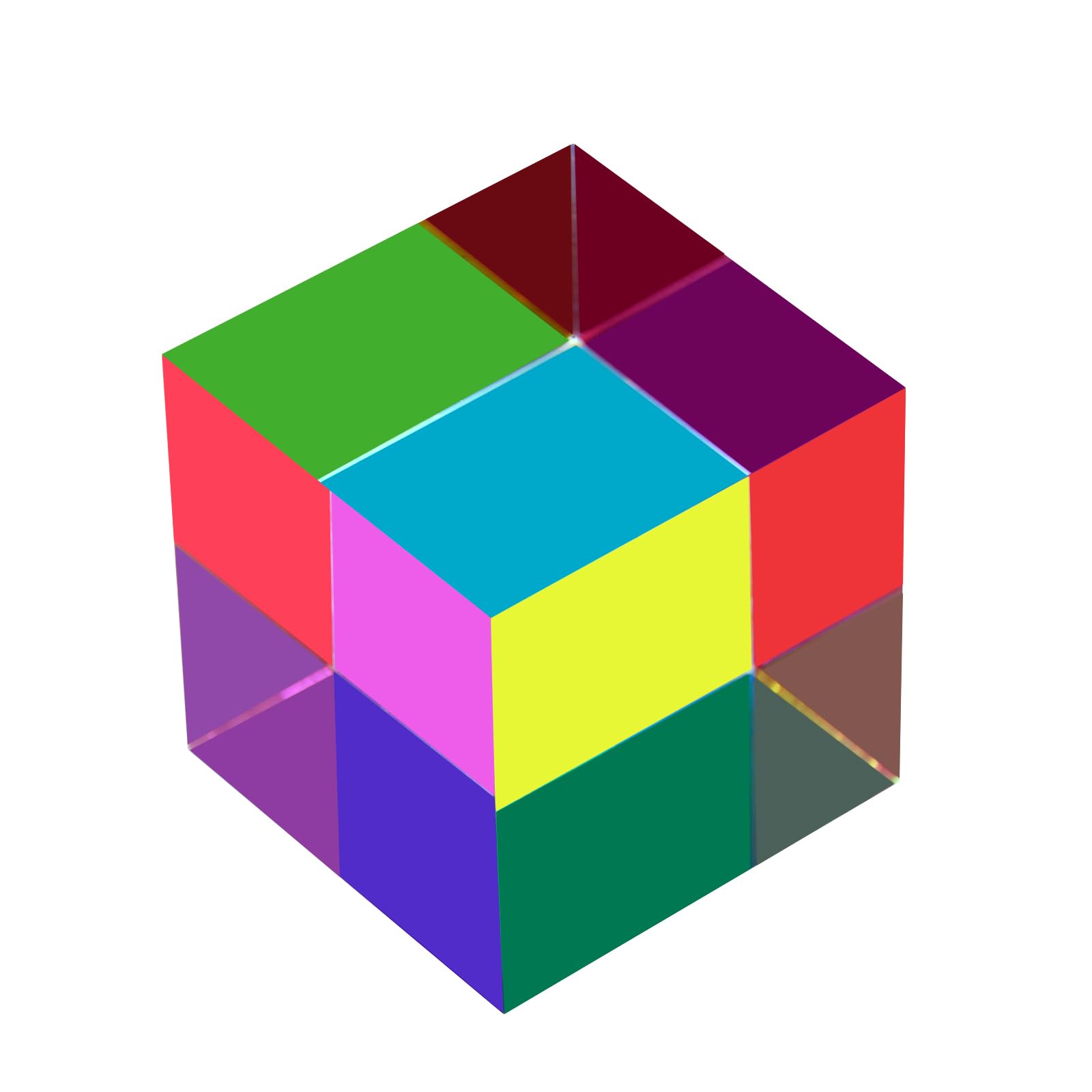 Original Optical Color Cube (40mm) - CMY Subtractive Color Mixing Acrylic Cube for Sensory Play, Desk Decor, and Science Learning